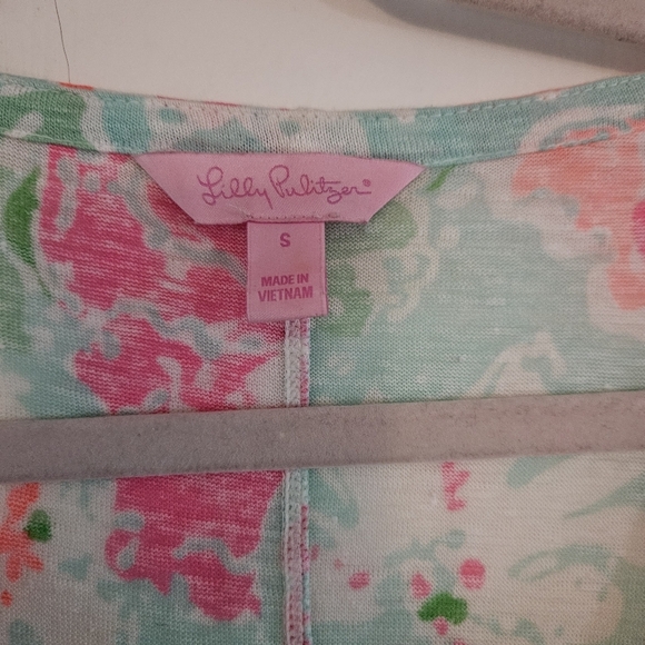 Lilly Pulitzer 100% LinenDuval Top in Beach Walk Poolside Blue Size Small - Picture 3 of 7